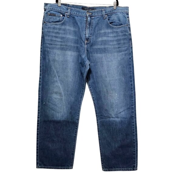Calvin Klein Mens Blue Denim Relaxed Fit Jeans Size 42 Classic Style - Picture 1 of 14